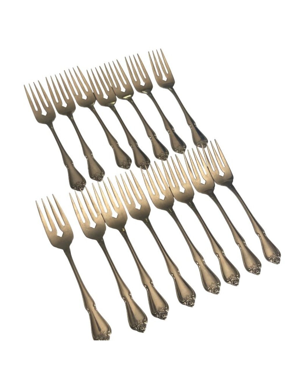 Oneida Arbor Rose True Rose 1881 Rogers Salad Forks 6-1/8" Lot of 15 Dessert